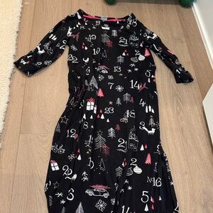 Soma Black Night Gown / Night Dress Tea Length 3/4 Sleeves 12 Days of Christmas